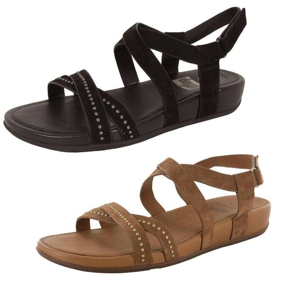 Fitflop Shoes - FitFlop Lumy Criss Cross Black Suede Sandals w/Studs Sz-11